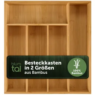 Blumtal Besteckkasten für Schubladen - Bambus Schubladen Organizer Küche passend für IKEA Maximera, 5 Fächer als Schubladen Ordnungssystem für Besteck, Haushaltsartikel und Bastelmaterialien