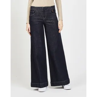 Weite Jeans GANG "94POPPY PALAZZO", Damen, Gr. 28, N-Gr, blau (prewashed), Denim/Jeans, Obermaterial: 99% Baumwolle, 1% Elasthan, weit lang, Jeans Weite Jeans, High Waist, mit Hakenverschluss
