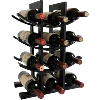 Relaxdays Weinregal, 12 Flaschen, Bambus, HBT 41 x 30 x 14,5 cm, Weinhalter für Rot- & Weißwein, Flaschenregal, schwarz