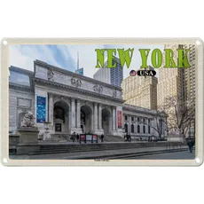 Blechschild 20x30 cm - New York USA Public Library Bibliothek