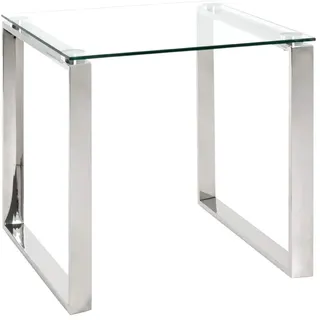 Haku-Möbel Beistelltisch Couchtisch Glastisch Edelstahl/Klarglas 55x55x55cm