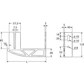 Hudevad (RIOpanel) Wall support 205/150 mm for LK