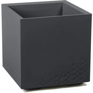 LAMELA Pflanzkübel mit Rollen 40 cm, 36L – Blumentopf aus Kunststoff in Betonoptik – Übertopf mit Wasserablauf – Modern für Innen & Außen - Wetterfest & Pflegeleicht, Antrazit