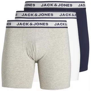 JACK & JONES Solid Boxershorts 3 Einheiten Light Grey Melange / Pack White Navy Blazer S