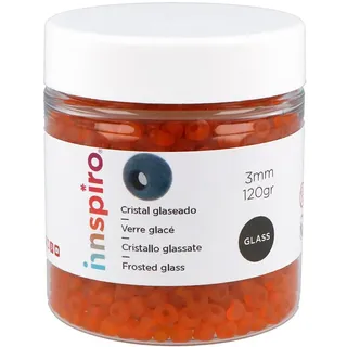 INNSPIRO Runder Glasstein aus Glas, glasiert, Orange, 3,0 mm, 8/0, 120 g.