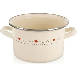TONCA Cremefarbene Emaille-Topf 18cm, 2L, Ofenfest - Beige, Silber