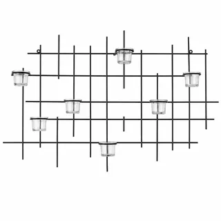 DanDiBo Wandteelichthalter 7-flammig Metall Schwarz 83/9/49 cm , 49 cm , Dekoration, Kerzen & Kerzenhalter, Teelichthalter