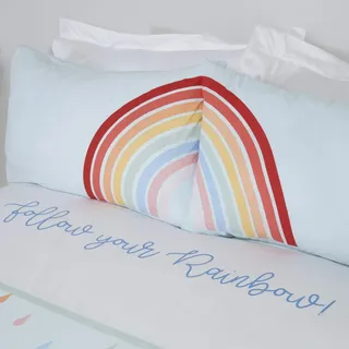 Rapport Home Regenbogen-Bettwäsche-Set – Blaues Bettwäsche-Set für Einzelbetten mit bunten Regentropfen