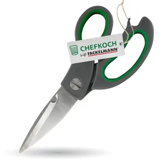 Fackelmann Chefkoch trifft Fackelmann Küchenschere – Robuste Multifunktionsschere für Küche und Haushalt, ergonomischer Griff mit Soft-Grip Einsätzen, vielseitig einsetzbar