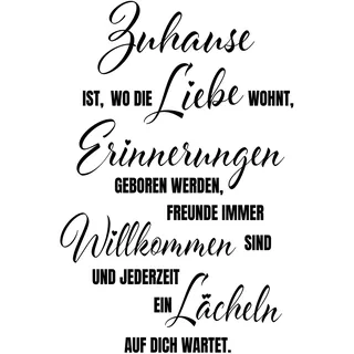 yabaduu Wandtattoo Spruch Zuhause ist wo die liebe wohnt 60x77cm Wanddeko Zitat Wandsticker Aufkleber selbstklebend für Wohnzimmer Büro Schlafzimmer Esszimmer Flur YX024 (Schwarz)