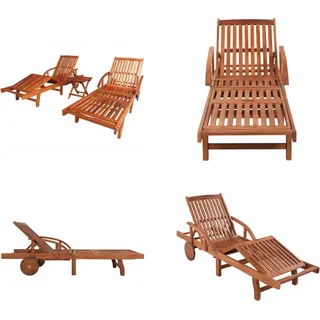 vidaXL Sonnenliegen 2 Stk. mit Tisch Akazie Massivholz - Sonnenliege Und -tisch - Sonnenliegen Und -tische - Liege - Liegestühle - Braun
