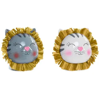 DKD Home Decor Spardose für Kinder der Marke, weiß und grau, aus Harz, 11,5 x 10 x 13 cm, 2 Stück