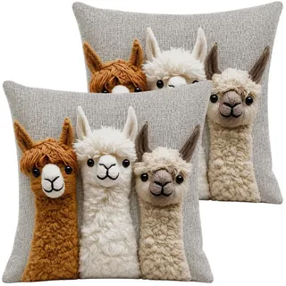 YQOPDEBD 2 Stück Deko Kissen Alpaka Kuscheltier, Cozy Deko für Wohnzimmer und Büro, Alpaka Deko Kissen, Plüschtiere für Home Decor, Esel Geschenk, 15 cm Größe