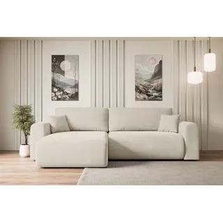 altdecor Eckcouch Samt mit Schlaffunktion 2-Sitzer Beige