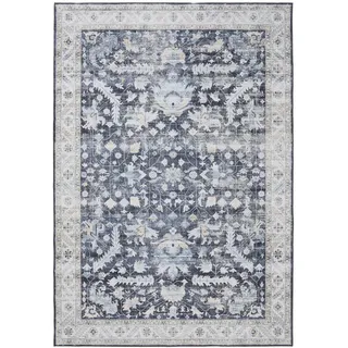 benuta Vintage-Teppich George waschbar 300x400 cm , Blau , Kunststoff , Vintage , Rechteckig , 300x400 cm , Oeko-Tex® Standard 100 , in verschiedenen Größen erhältlich, rutschfeste Unterfläche, waschbar , Teppiche und Böden, Teppiche, Vintageteppiche