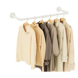 Yawinhe Kleiderstangen für die Wand, 80cm industrieller Rohr-Kleiderständer zur Wandmontage, Platzsparenders Wandregal Küchenregal, für Geschäft, Wohnen, Cremefarbe, 1-Pack, YMG002AW-1