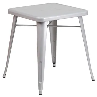 Flash Furniture Quadratischer Tisch für drinnen und draußen, Metall, silberfarben, 64,77 x 63,5 x 15,24 cm