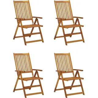 vidaXL 4er-Set verstellbare Klappstühle mit Kissen aus massivem Akazienholz - Blau