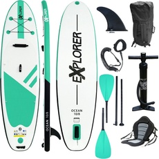 Bild von Inflatable SUP-Board »Ocean 10‘8“ Aufblasbares Stand Up Paddle Set (325x84x15cm)«, (Set, 8 tlg., incl. Zubehör, Kajaksitz, Fußschlaufe), grün