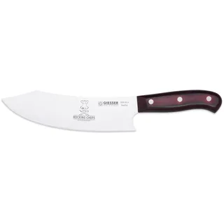 Giesser seit 1776 - Made in Germany - Kochmesser 20 cm Rocking Chefs No 1, Küchenmesser, Micarta, rot, genietet, rostfrei, deutsches Grillmesser scharf