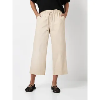 Schlupfhose TONI "Pia Wide Leg 3/4", Damen, Gr. 42, N-Gr, beige (sand), Web, Obermaterial: 74% Baumwolle, 23% Polyester, 3% Elasthan, unifarben, weit 3/4-Länge, Hosen Schlupfhose, Sommerhose in 3/4-Länge, mit weitem Bein
