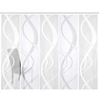 HOME WOHNIDEEN Schiebegardine TIBASO (5 St), Paneelwagen, halbtransparent, Wirkware, halbtransparent weiß 57 cm x 245 cm