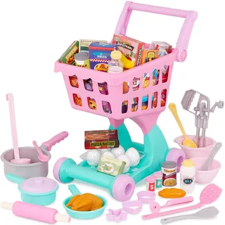 Battat – Shopping Day & Kochgeschirr-Paket – Einkaufswagen & Einkaufsset für Kinder – Spielzeug-Nahrung – Küche spielen – Vorgetäuschtes Spiel – 3 Jahre +