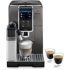 De'Longhi Dinamica Plus ECAM 372.95.TB Kaffeevollautomat mit LatteCrema Milchsystem, Cappuccino und Espresso auf Knopfdruck, Touchscreen Farbdisplay, Appsteuerung, Kaffeekannen-Funktion, Titan/Schwarz