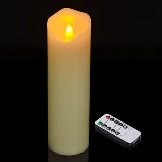 Ymenow LED Kerzen mit Fernbedienung, 1 Stk 25,4cm Stumpenkerzen Groß LED Kerzen Flackernde Flamme Echtwachskerzen mit Timerfunktion für Deko Wohnzimmer Schlafzimmer Garten Hochzeit Muttertagsgeschenk