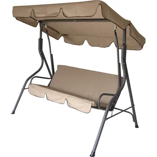 DEGAMO Hollywoodschaukel Gartenschaukel FLORIDA 3-sitzer 170cm, Gestell grau, Bezüge cremefarben - Beige