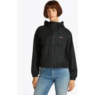 Windbreaker TOMMY JEANS "TJW ESSENTIAL WINDBREAKER EXT", Damen, Gr. XXL (44), schwarz, Web, Obermaterial: 100% Polyester, unifarben, normal kurz, Raglanärmel elastischer Bund, Jacken Windbreaker, mit Logodruck