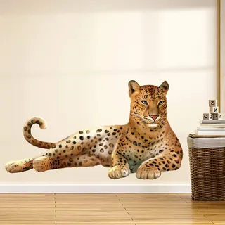 wondever Wandtattoo Safari Tiere Leopard Wandaufkleber Wildtiere Gepard Wandsticker Wanddeko für Wohnzimmer Schlafzimmer Kinderzimmer