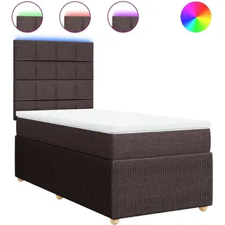 vidaXL Boxspringbett mit Matratze Dunkelbraun 100x200 cm Stoff - Braun