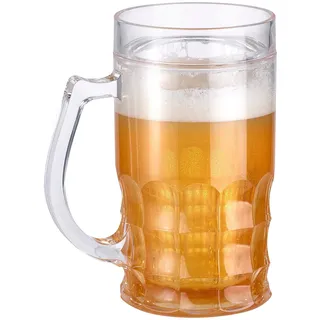 Rosenstein & Söhne Fake Bierglas: Doppelwandiger Bierkrug, Bier- & Getränke-Kühler mit Fake-Bier, 0,3 l (Bierglas Kühler, Doppelwandiges, Flaschenkühler)