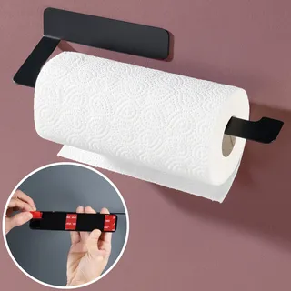 DEKAZIA® Küchenrollenhalter schwarz | Küchenrollenhalter ohne Bohren Küchenrollenhalter Wand Küchenpapierhalter Halter Küchenrolle Papierrollenhalter Küchenrollenhalter Edelstahl Kuchenrollenhalterung