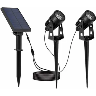 Roundy 27 cm 2-in-1 Dual-Solarstrahler zur Erdspieß- oder Wandmontage – Kaltweißes LED-Licht - Schwarz