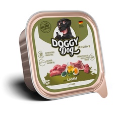 DOGGY Dog Paté Lamm Sensitive, 10 x 150 g, Nassfutter für Hunde, getreidefreies Hundefutter mit Lachsöl und Grünlippmuschel, besonders gut verträgliches Alleinfuttermittel, Made in Germany
