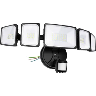 Onforu 5 Köpfe 55W LED Strahler mit Bewegungsmelder Außen, 340° Vollwinkel Aussenleuchte, 4500 LM LED Fluter, 6500 K LED Scheinwerfer, IP65 Waterproof Fluterlicht für Garage,Garten