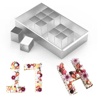 Tyanlenr Aluminium Zahlen Backformen 31.7 × 18 × 5.5 CM, DIY Kuchenform Zahlen und Buchstaben, Verstellbare Zahlenbackform Antihaft, Backform Zahl Rechteckig für Geburtstag Hochzeit Party