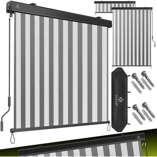 KESSER® Senkrechtmarkise Außenrollo Handkurbelmechanismus Balkonrollo Sonnen & Sichtschutz Beschattung Sonnenschutz Außen Rollo mit Kurbel Markisenkasten Balkon & Terrasse Inkl. Montageset & Abdeckung