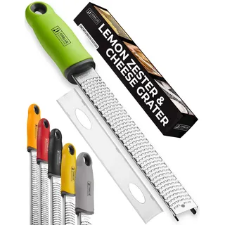 ORBLUE Käsereibe Zitronenreibe Zester Reibe Fein Parmesanreibe Handreibe Rasiermesserscharfe Premium Edelstahl Reibeoberfläche- für Hartkäse - Ingwerreibe