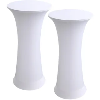 iEventStar 2er-Set Stretch Stehtischhussen Stehtischhusse Stehtisch Husse Für Rund Hochzeitsfeier Bankett Geburtstag Party (Weiß, 2er Set - Ø 60-65cm)