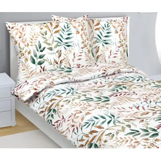 Baumwolle Leinen - Beige,grün,weiß - 140x220, 70x90 - Beige, Grün, Weiß
