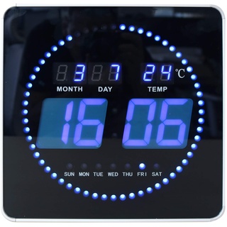 Unilux FLO LED Wanduhr, mit Datum und Temperatur, 28 x 28 cm