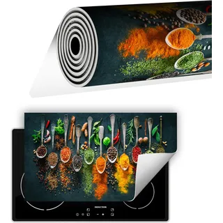 Herdabdeckplatte abdeckung ceranfeld abdeckplatte 90x52 cm Anti Rutsch Matte Aufrollbar, Gewürze Löffel