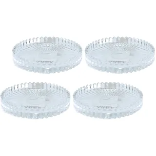 Dekohelden24 Kerzenteller im 4er Set Glas klar/transparent