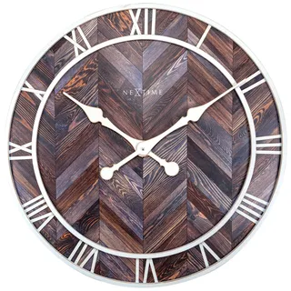 NeXtime Wanduhren, Holz, Metall und Kunststoff, Dunkelbraun, Ø 58 cm