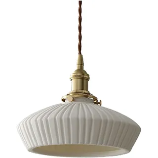 ZTTECH 220 mm Weiße Keramik Pendelleuchte Mit Messingfassung Hängelampe Deckenleuchte Geeignet Für Wohnzimmer Küche Flur Bar Esszimmer