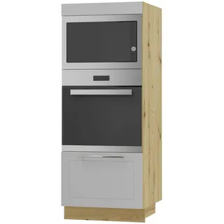 Feldmann-Wohnen Backofenhochschrank Kvantum D5Aa/60/154 Dust Grey Matt / Eiche Artisan Matt 60 / 59 / 154cm , Grau, Eiche Artisan , Holz , Rechteckig , 60x154x59 cm , Küchen, Küchenmöbel, Küchenschränke, Geräteumbauschränke