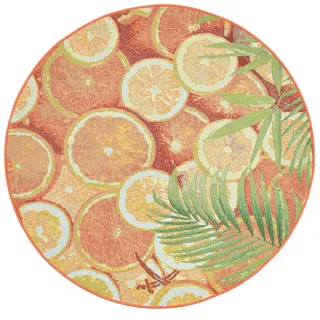 Sansibar Sylt Outdoorteppich Rantum Beach 140x140 cm , Orange , Textil , Kunstzeichnung , Rund , 140x140 cm , Oeko-Tex® , für Fußbodenheizung geeignet , Teppiche und Böden, Teppiche, Outdoorteppiche